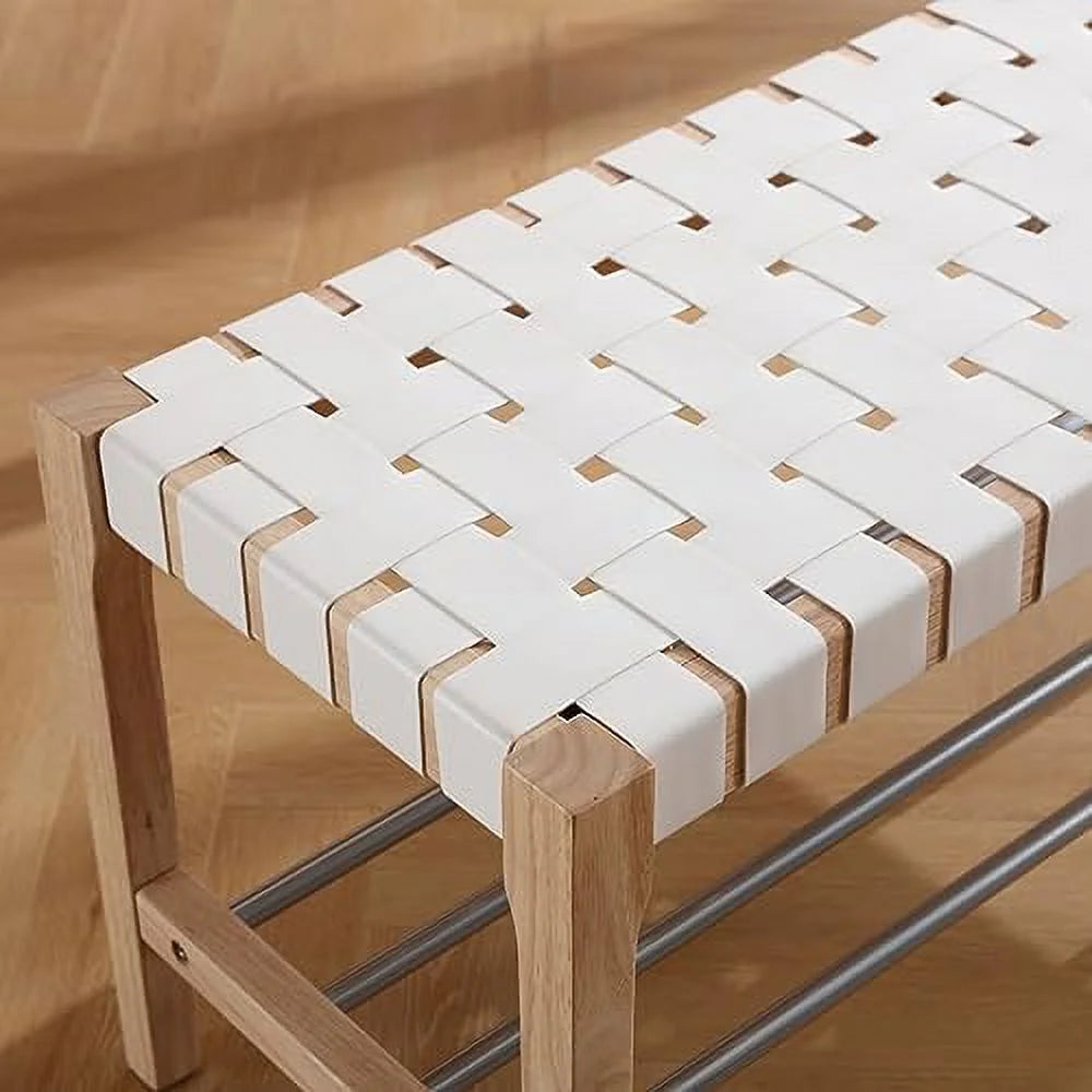 Brown Woven Straps Entryway Bench I3080