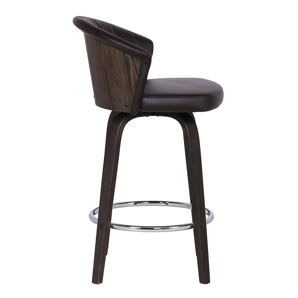 Faux Leather Swivel Bar Stool in Brown O8207