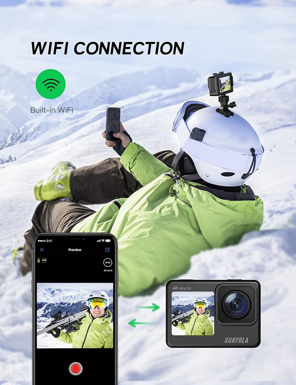 4K 24MP Dual Screen WiFi Waterproof Action Camera with Remote Control X4163