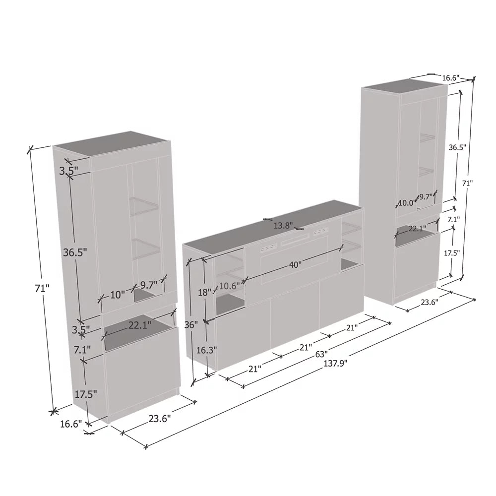 Electric Fireplace Wall Unit Entertainment Center J67087