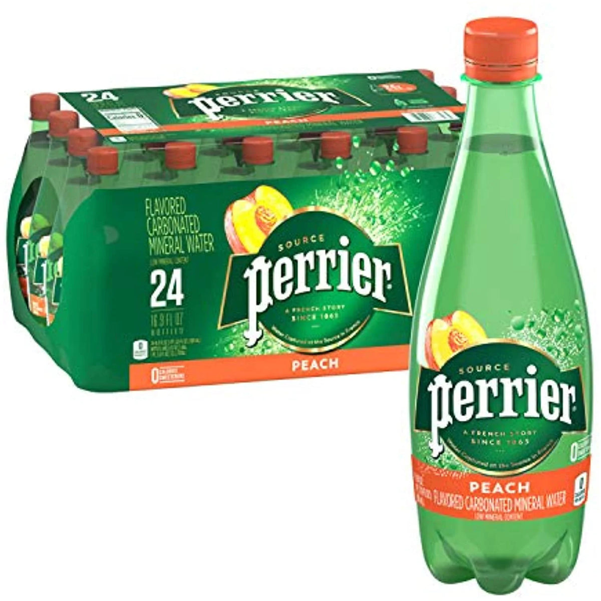 Peach Flavored Carbonated Mineral Water, 16.9 Fl Oz (Pack Of 24) P993681