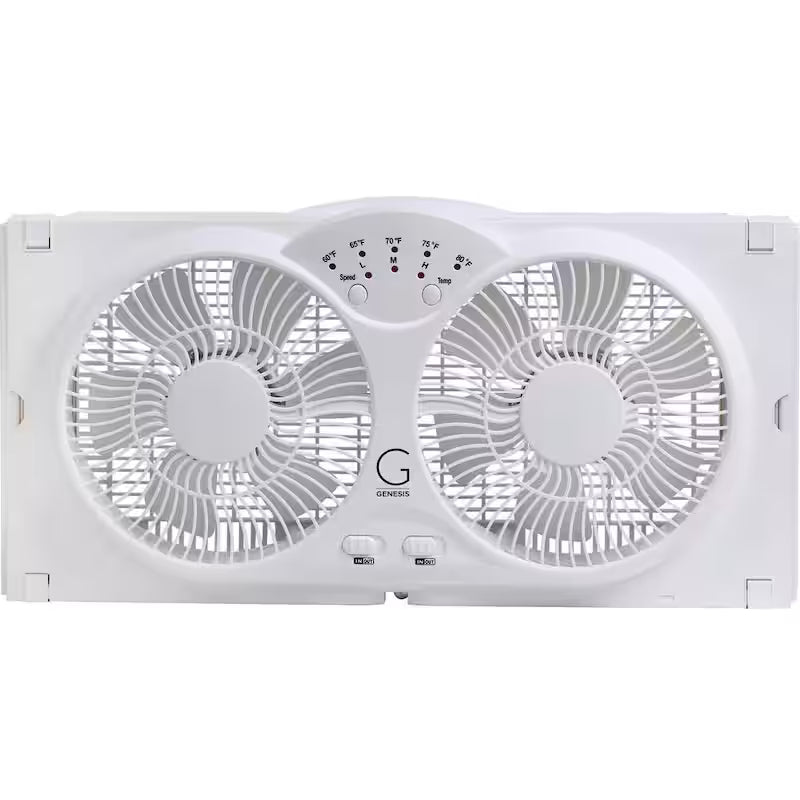 Twin Window Fan with 9 in. Blades Adjustable Thermostat Y67553