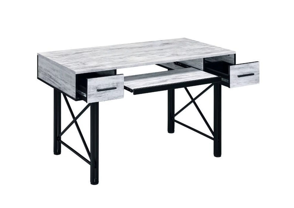 Antique White & Black Computer Desk J17601