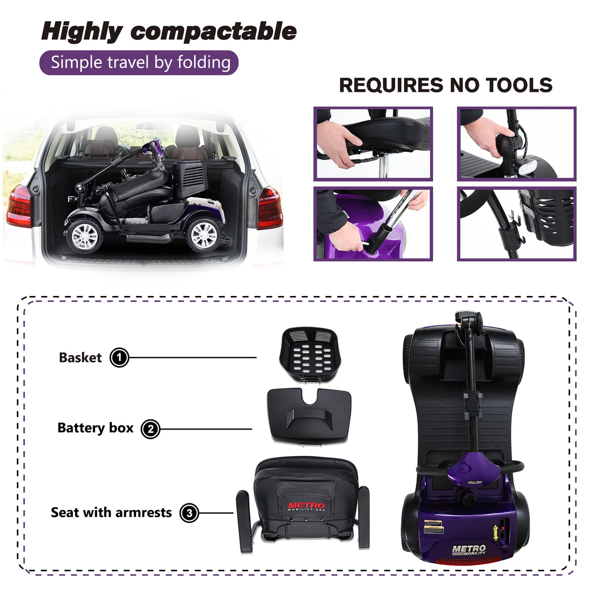4-Wheel Electric Mobility Scooter with Head Light I54535