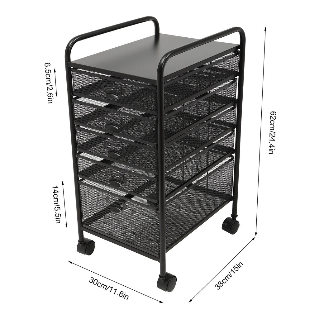 Metal 5 Drawers Rolling File Storage Cabinet with Wheels B534