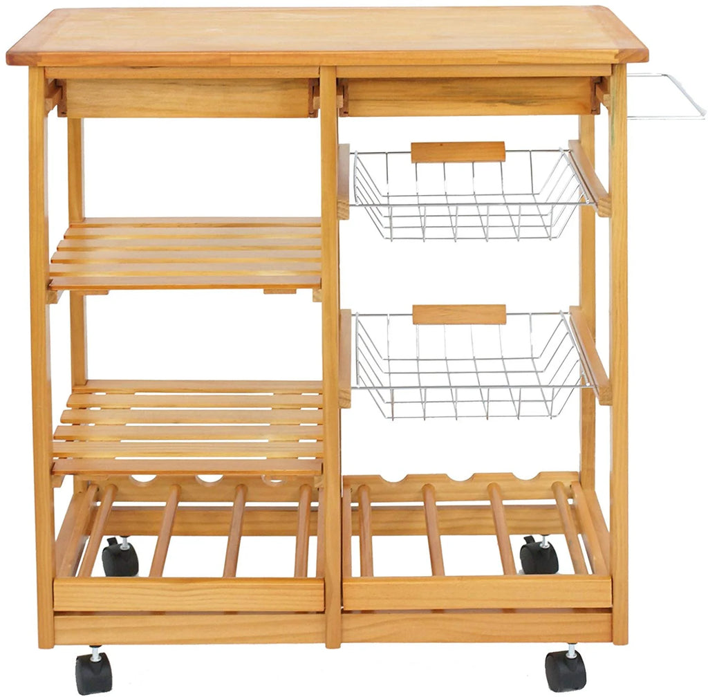 Kitchen Cart Island Rolling Wooden Storage Trolley Q4085