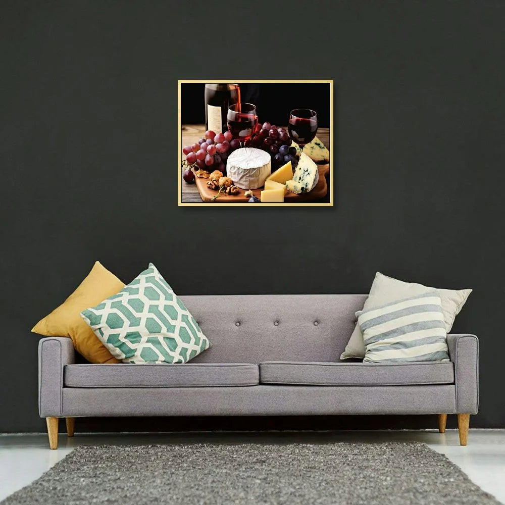 Wine Bottle Glasses Wall Art Decor Canvas Panels Pieces Set 16x12in/20x16in S344