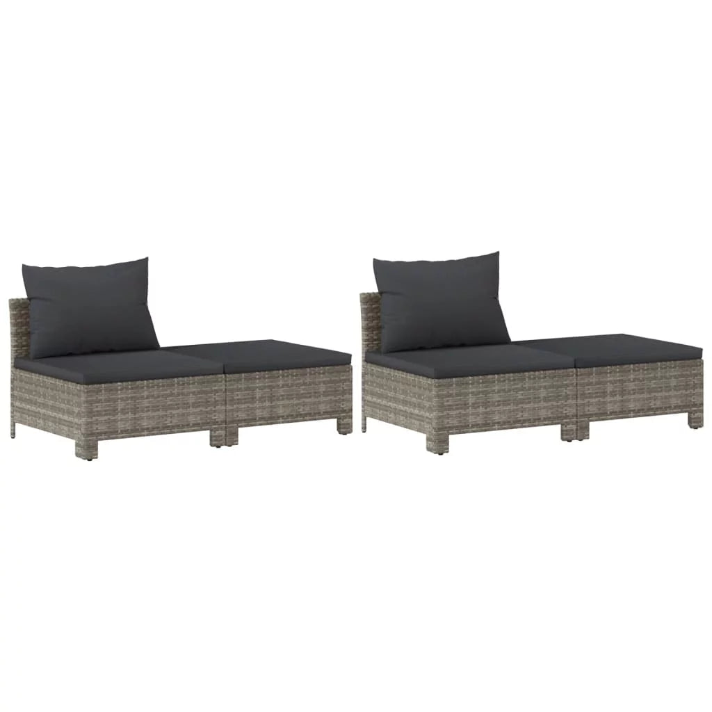 8 Piece Patio Set with Cushions Gray Poly Rattan X892