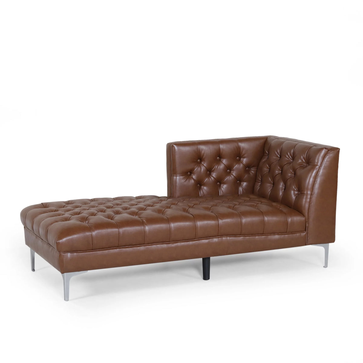 Cognac Brown Tufted Chaise Lounge U766888