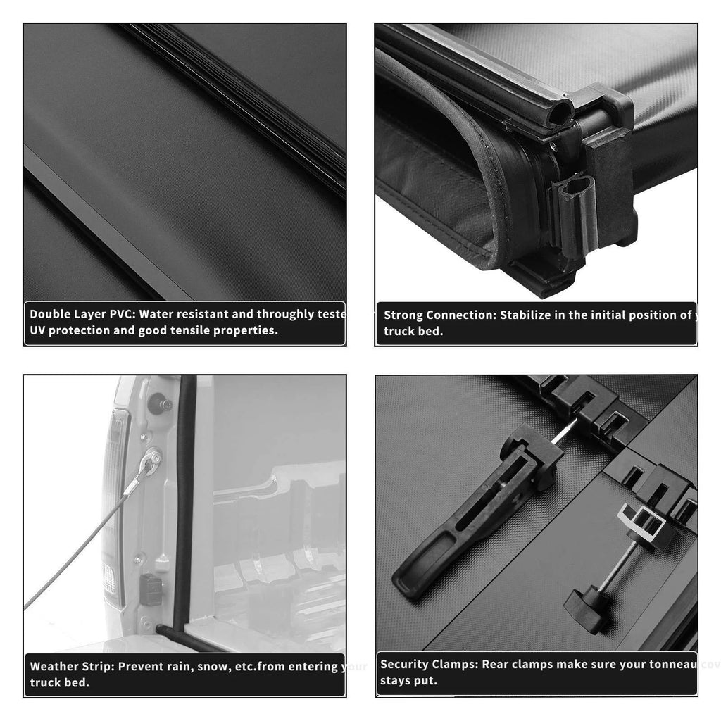 5.5ft Soft 4 Fold Truck Bed Tonneau Cover J686