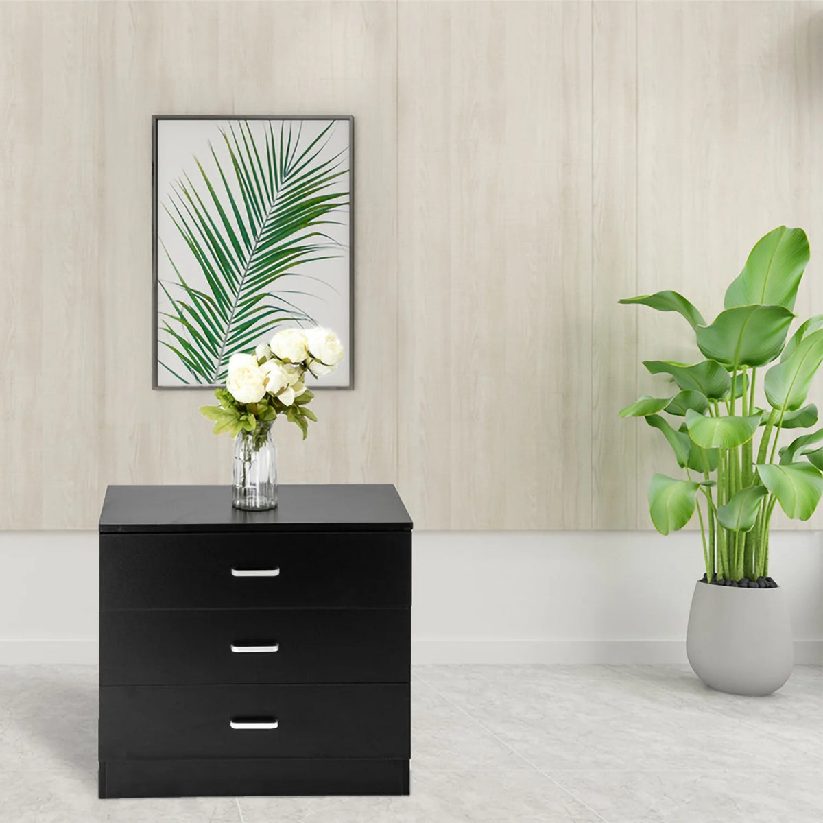 Black 3 Drawer Wood Dresser U747