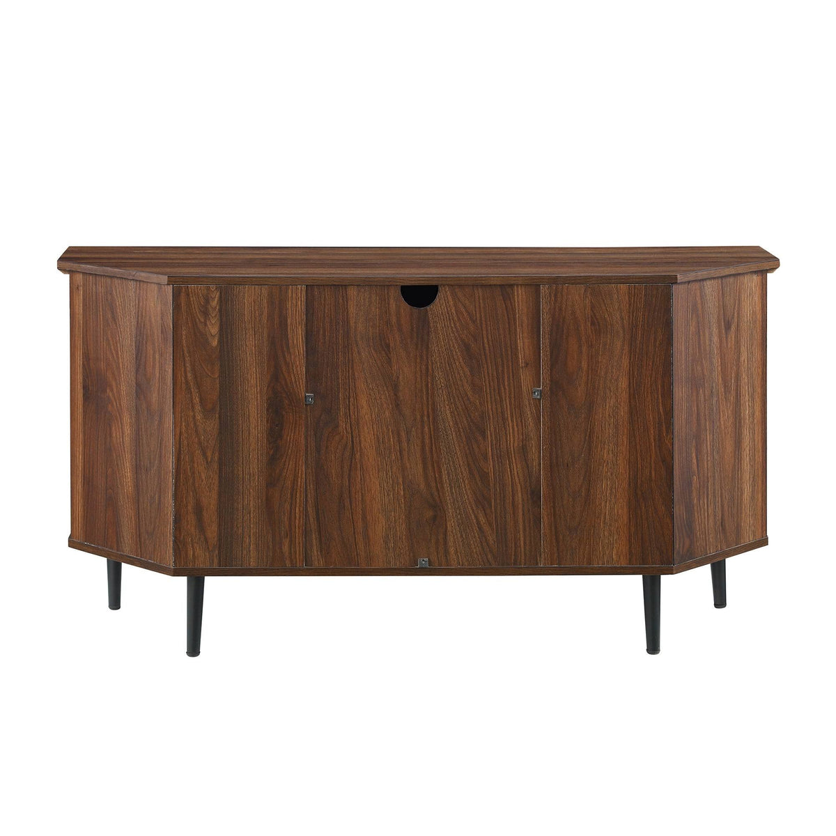 Dark Walnut Glass Door Corner TV Console X11655