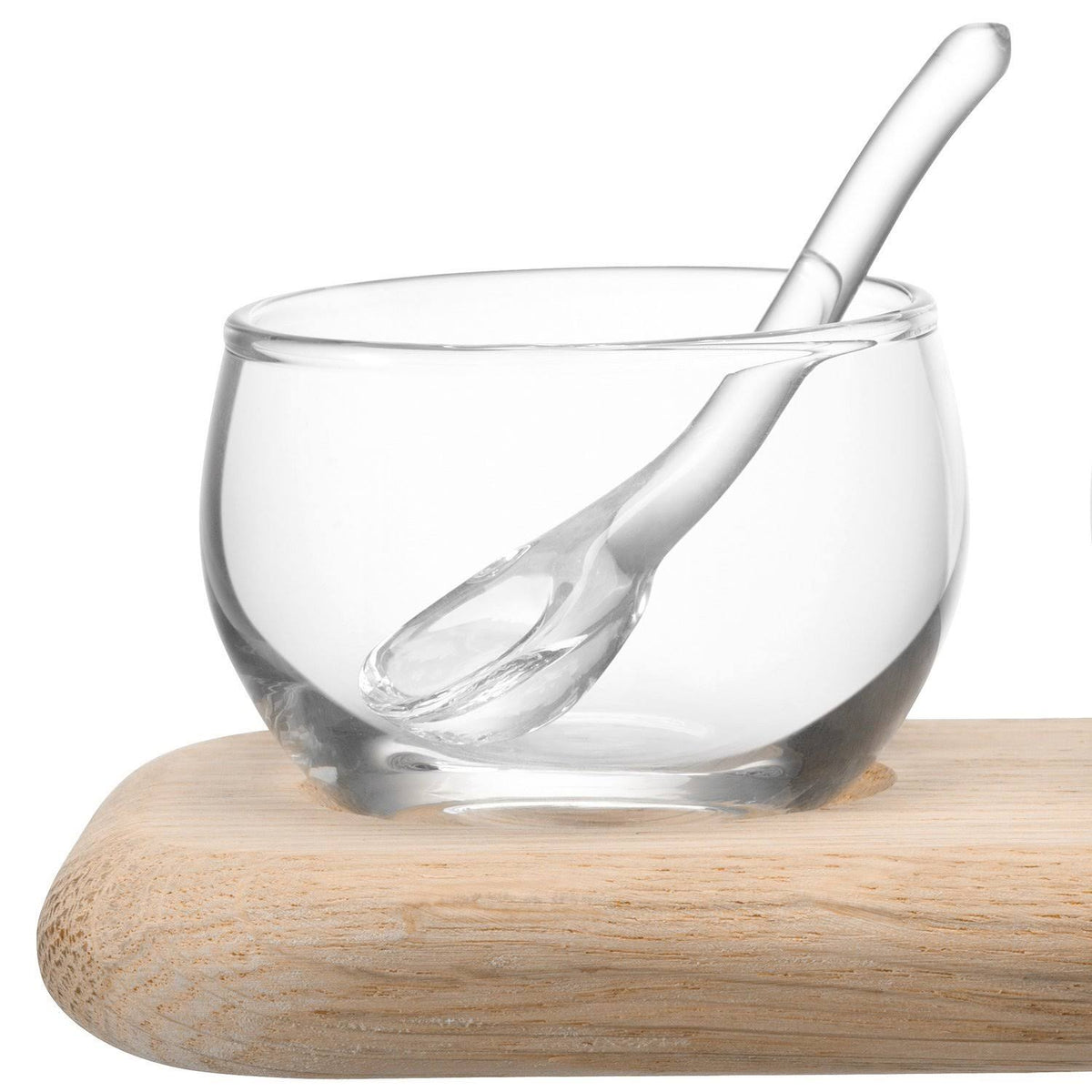 Clear Condiment Set with Oak Base 25.5cm W8766