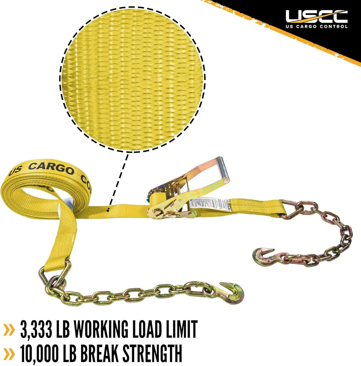 2 Inch x 30 Foot Ratchet Straps with Chain Extension 4 Pack R261751