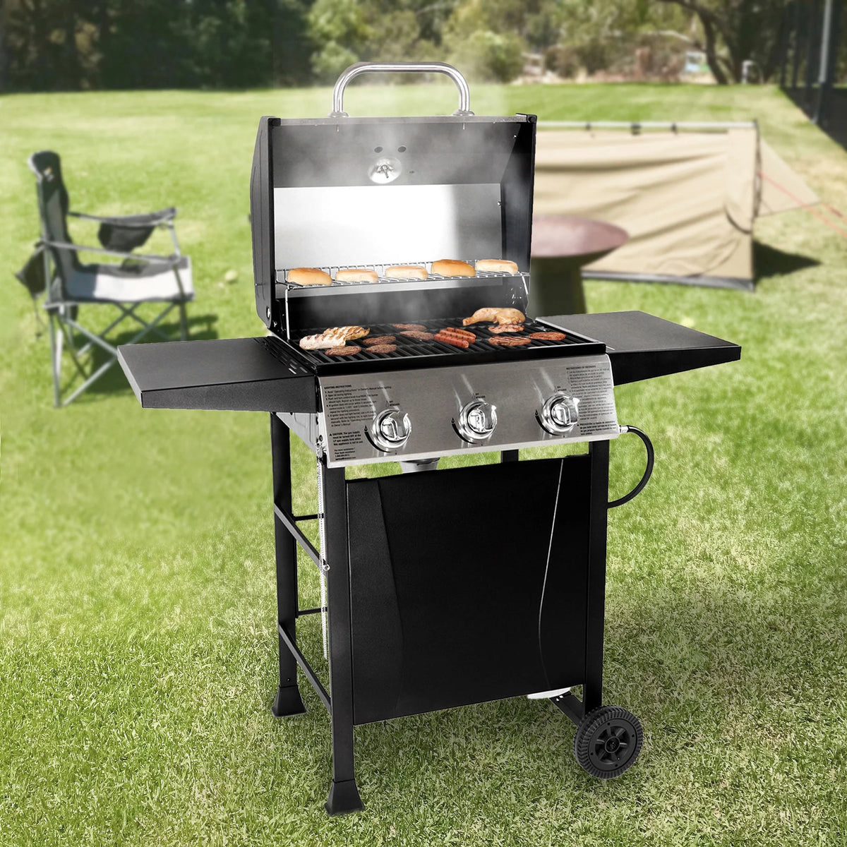 4-Burner Gas Grill with Side Burner and Side Shelves W666909
