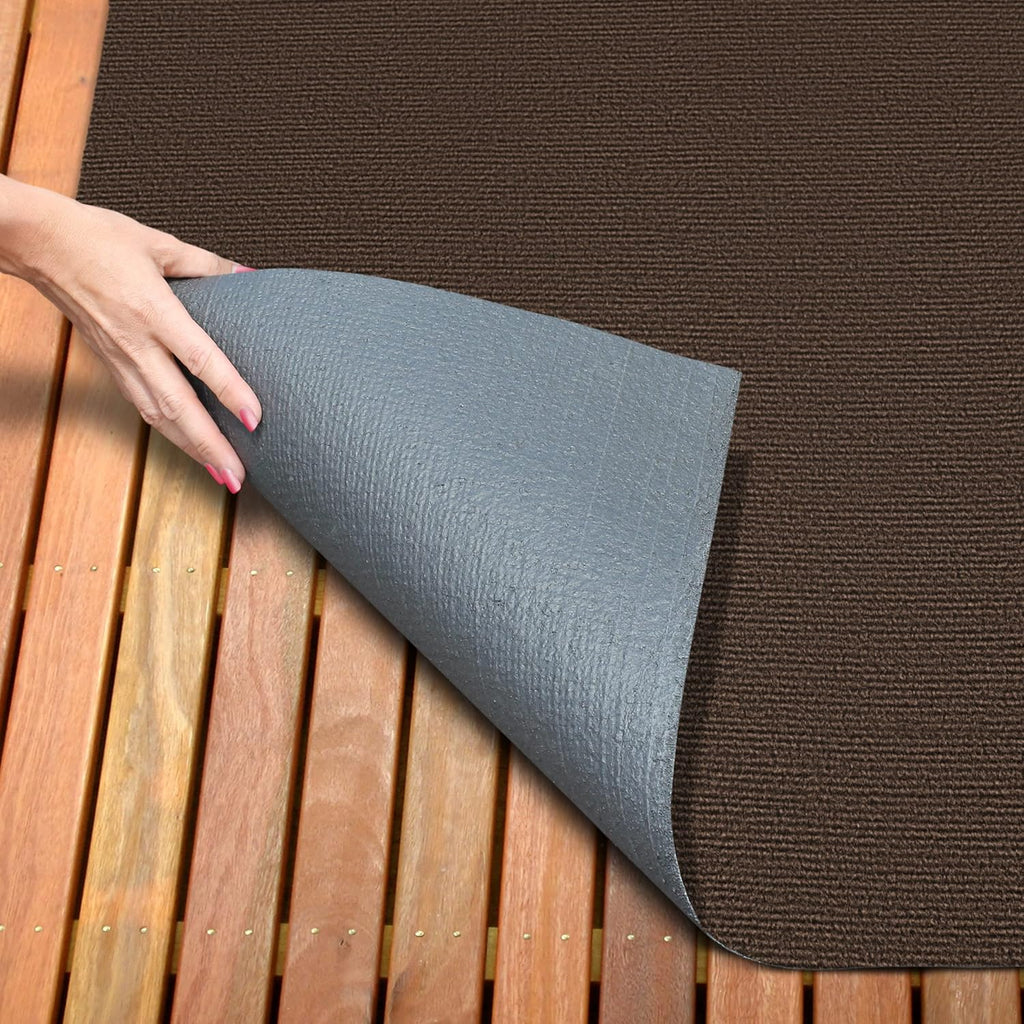 Indoor Outdoor Carpet with Rubber Marine Backing - Dark Brown - 6 Feet x 15 Feet I9046