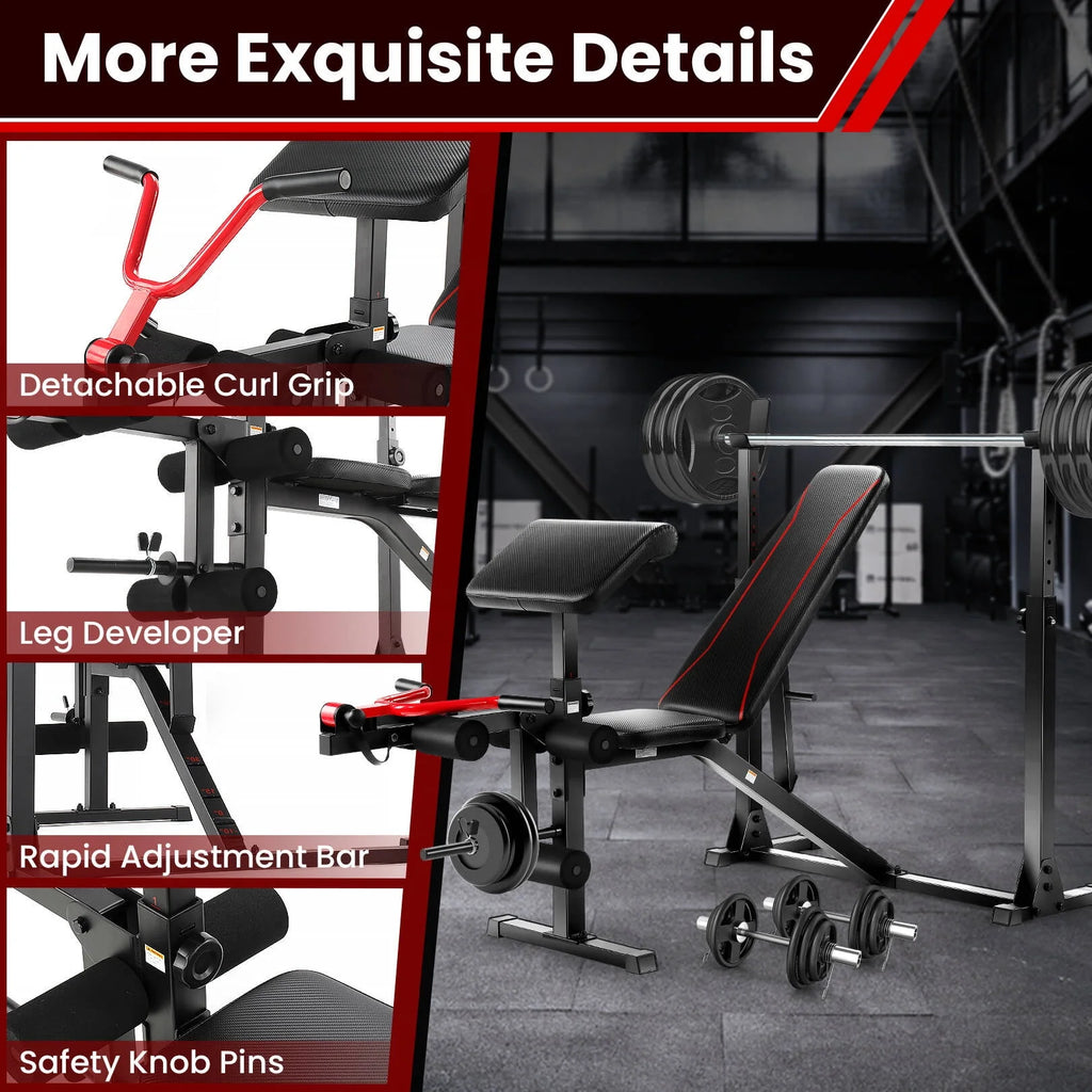 Adjustable Weight Bench Set with Squat Rack Q242782