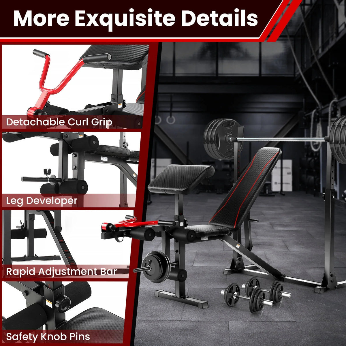 Adjustable Weight Bench Set with Squat Rack Q242782