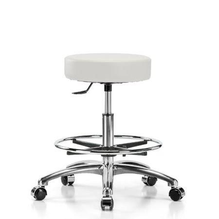 Adobe White Vinyl Height Adjustable Swivel Stool with Foot Ring A511326