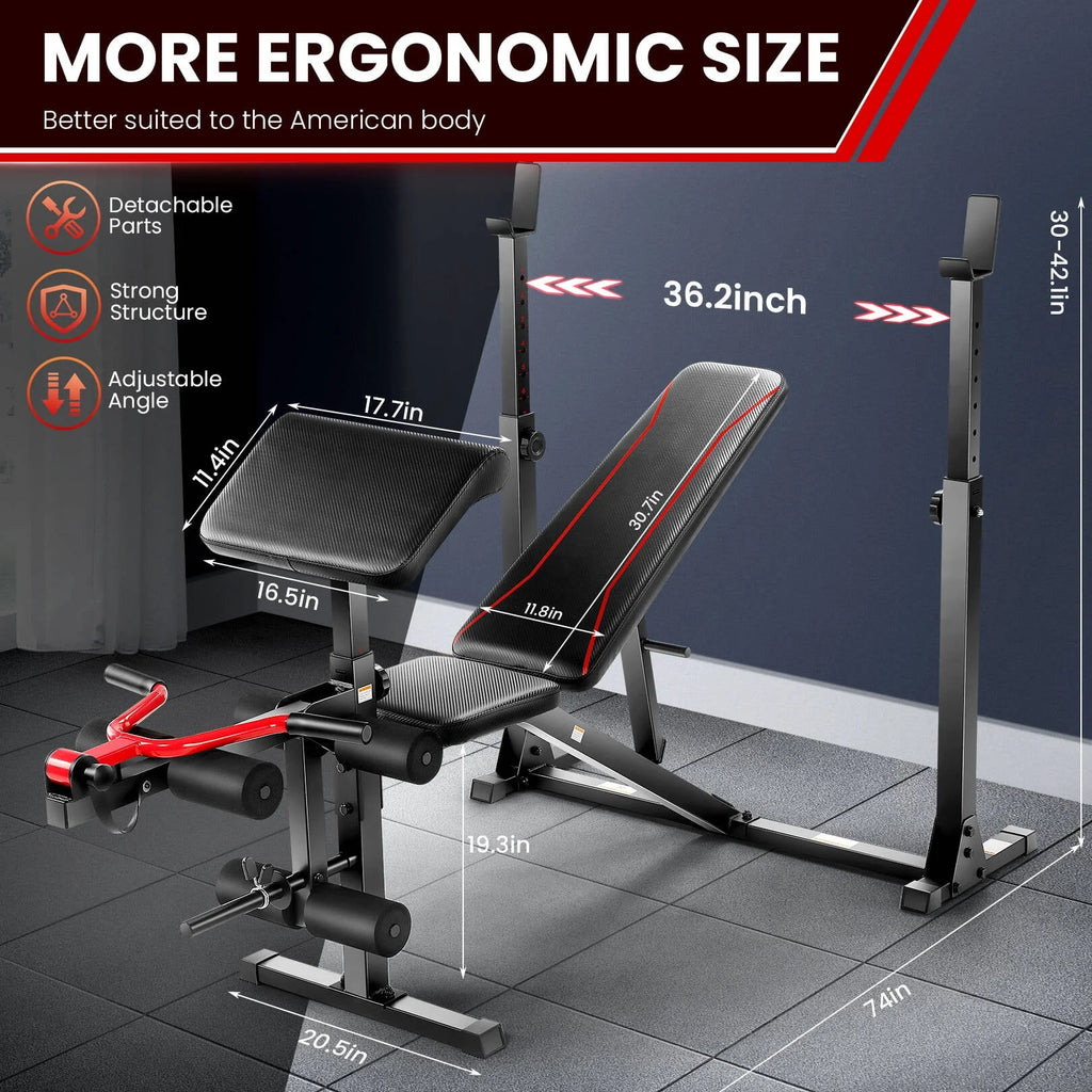 Adjustable Weight Bench Set with Squat Rack Q242782
