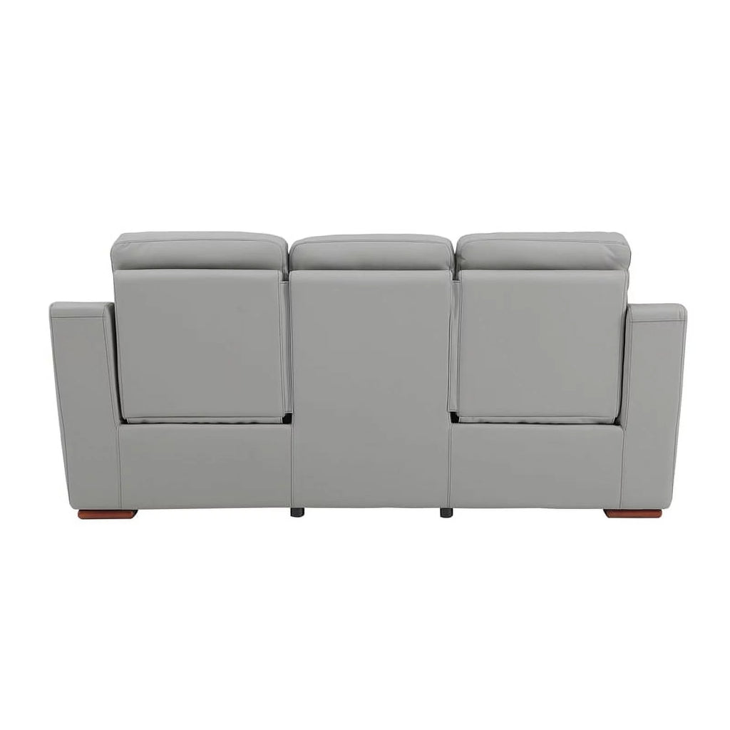 Gray Faux Leather Upholstered Sofa F23078