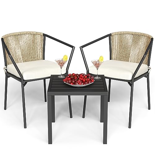 4 Pieces Outdoor Wicker Sectional Sofa Set with Cushions and Side Table K15672