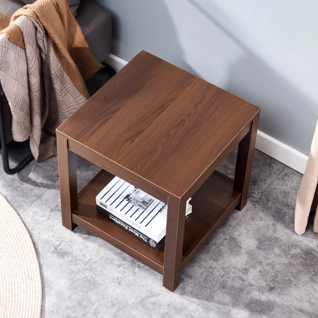 Brown 2-Tier Side Table with Storage Shelf F684