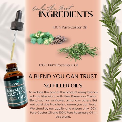 Rosemary Oil for Hair Growth (2oz) with Cold Pressed Castor Oil I125