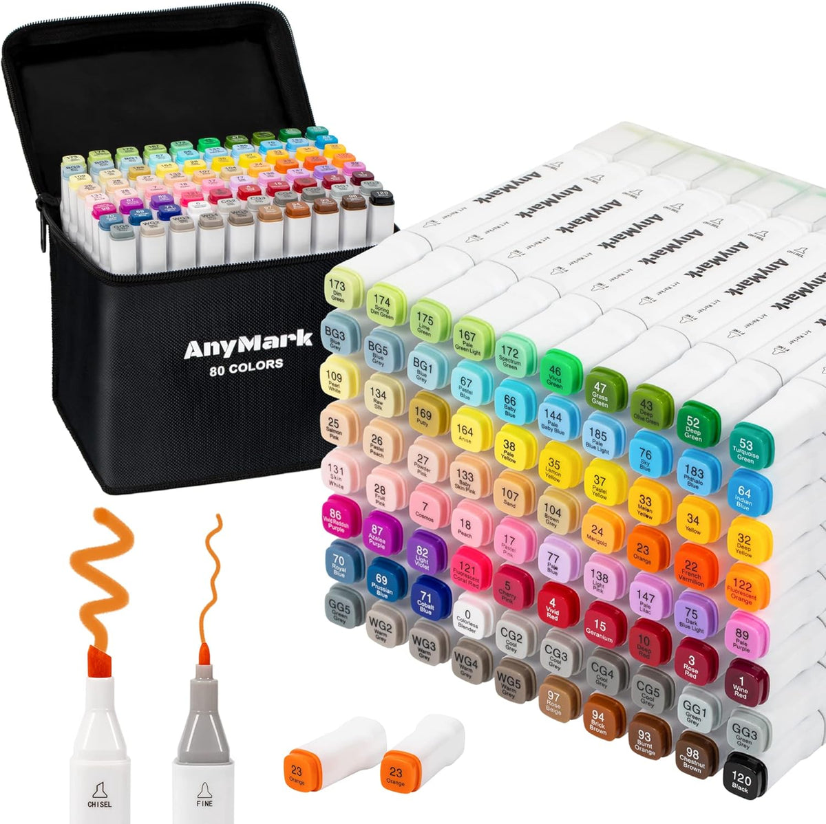 80 Colors Dual Tips Alcohol-Based Art Markers I5756