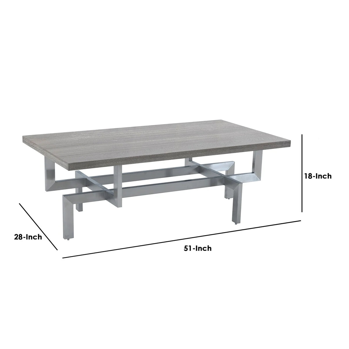 Gray Wood Coffee Table with Stainless Steel Base V63910