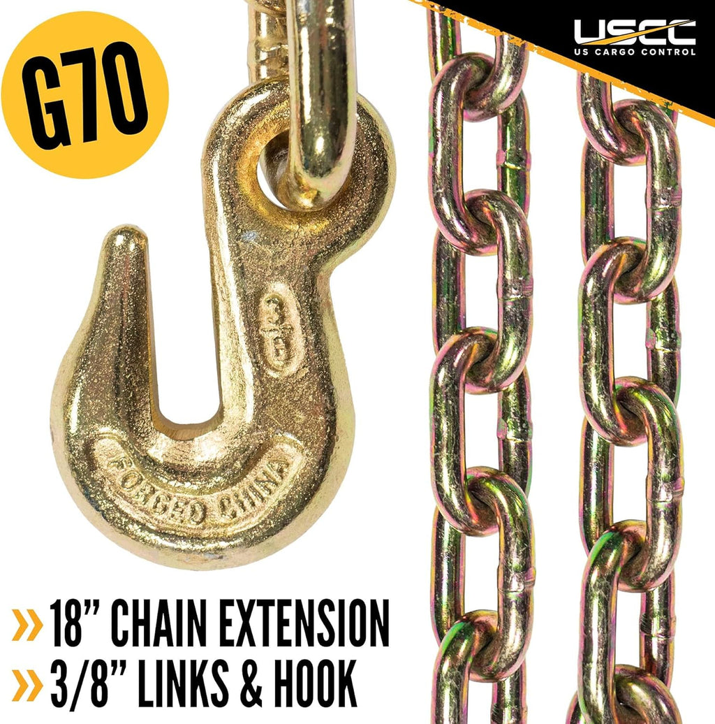 4 Inch x 50 Foot Blue Winch Strap with Chain Extension Pack of 2 F6783