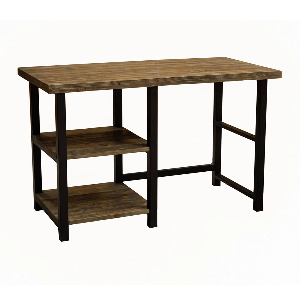 Metal and Solid Wood Desk with 2 Shelves H439