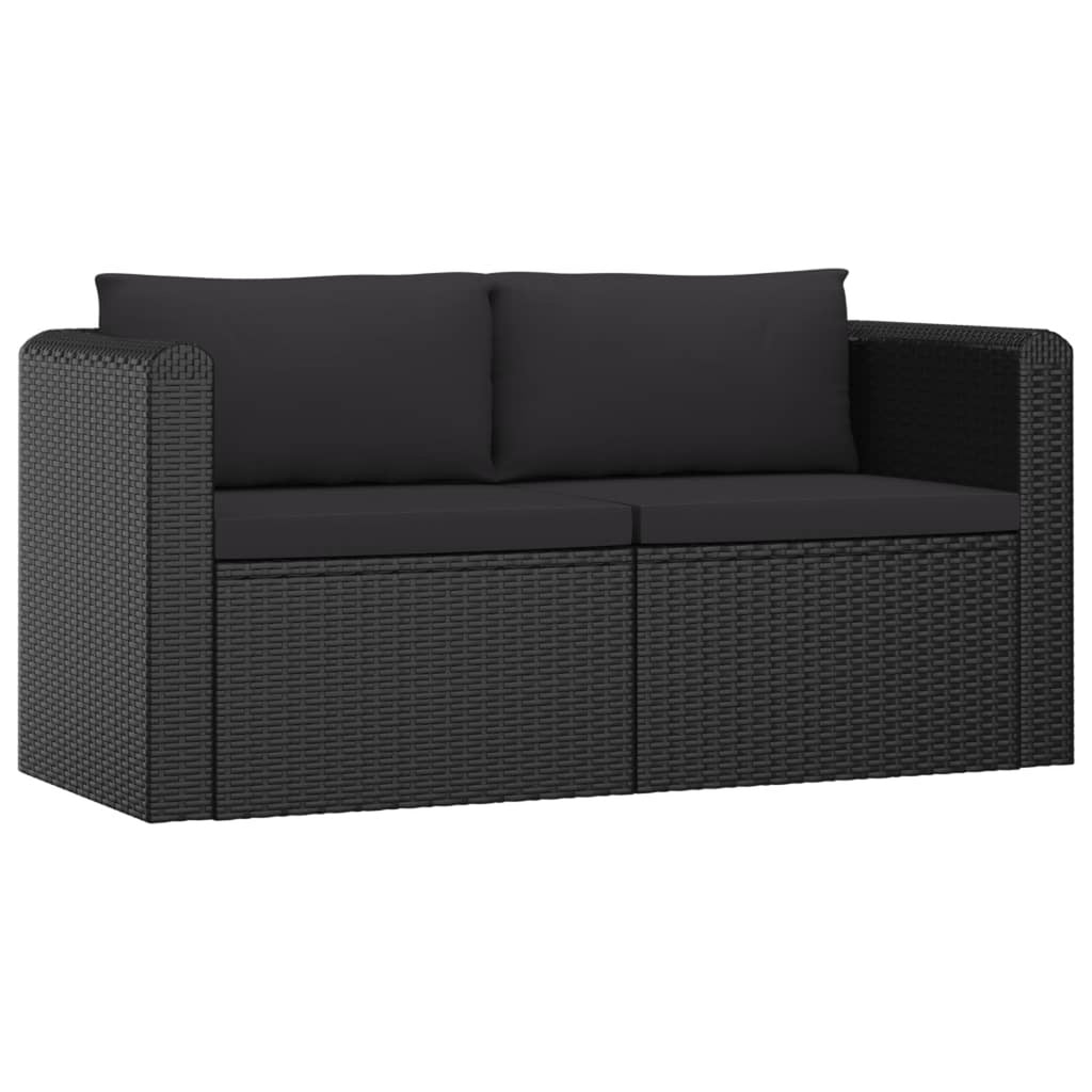 2 Piece Poly Rattan Patio Sofa Set with Cushions Y666