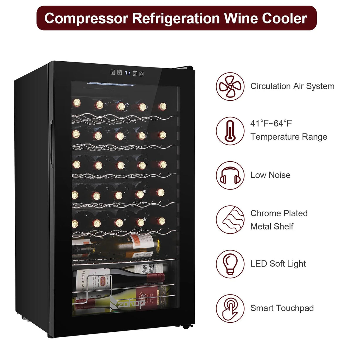 34 Bottle Compressor Wine Fridge, Black J184