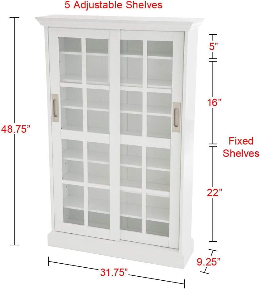 White Sliding Window Pane Display Cabinet T91959