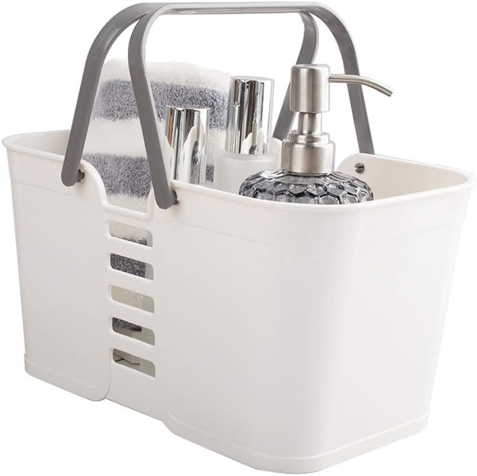 White Plastic Storage Baskets with Handles B67003