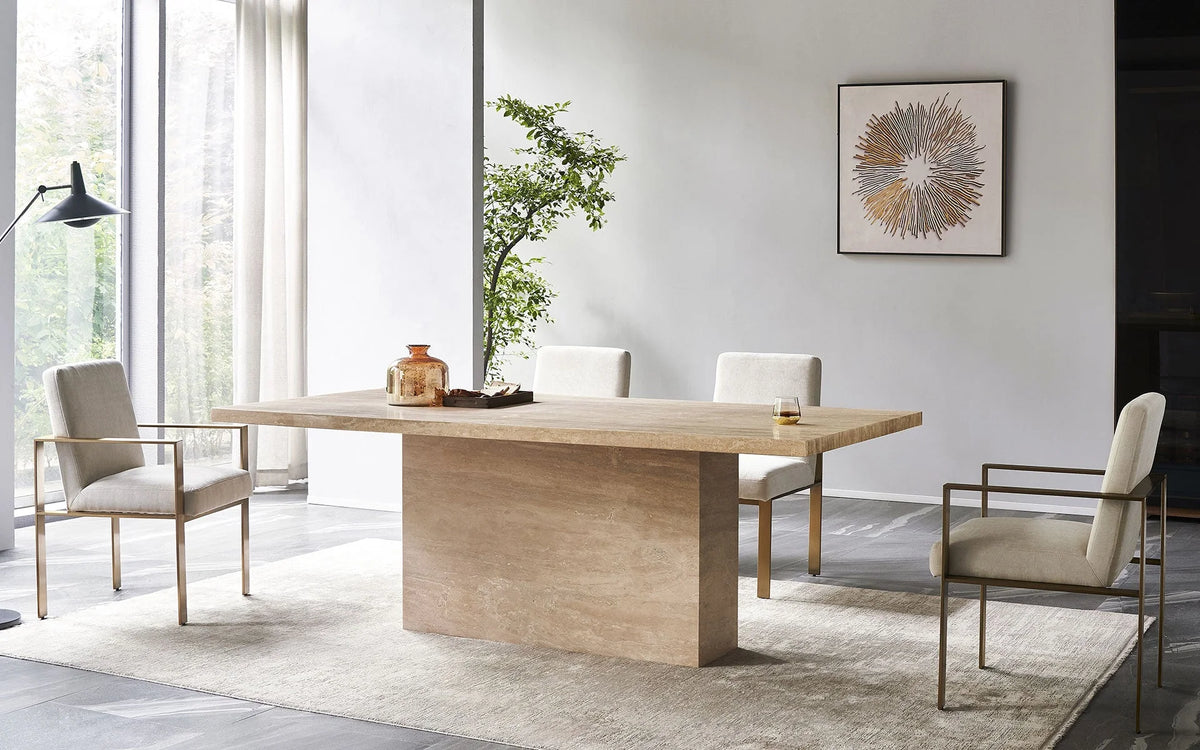 Light Brown Travertine Dining Table S31646