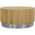 Round Modern Wood Coffee Table with Metal Base C1598