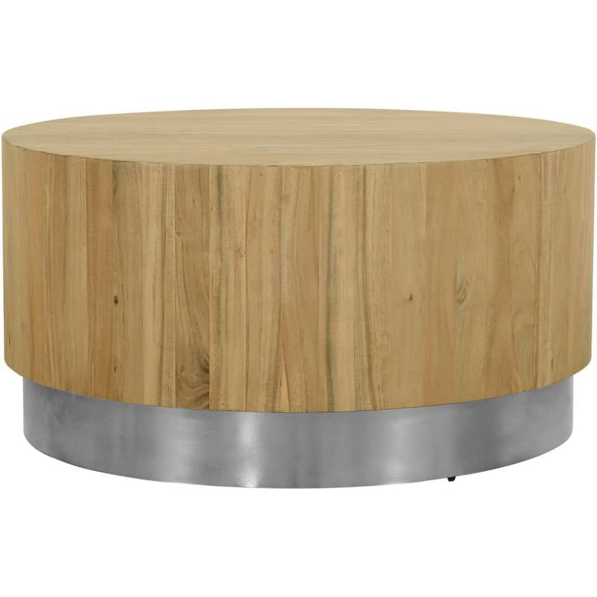 Round Modern Wood Coffee Table with Metal Base C1598