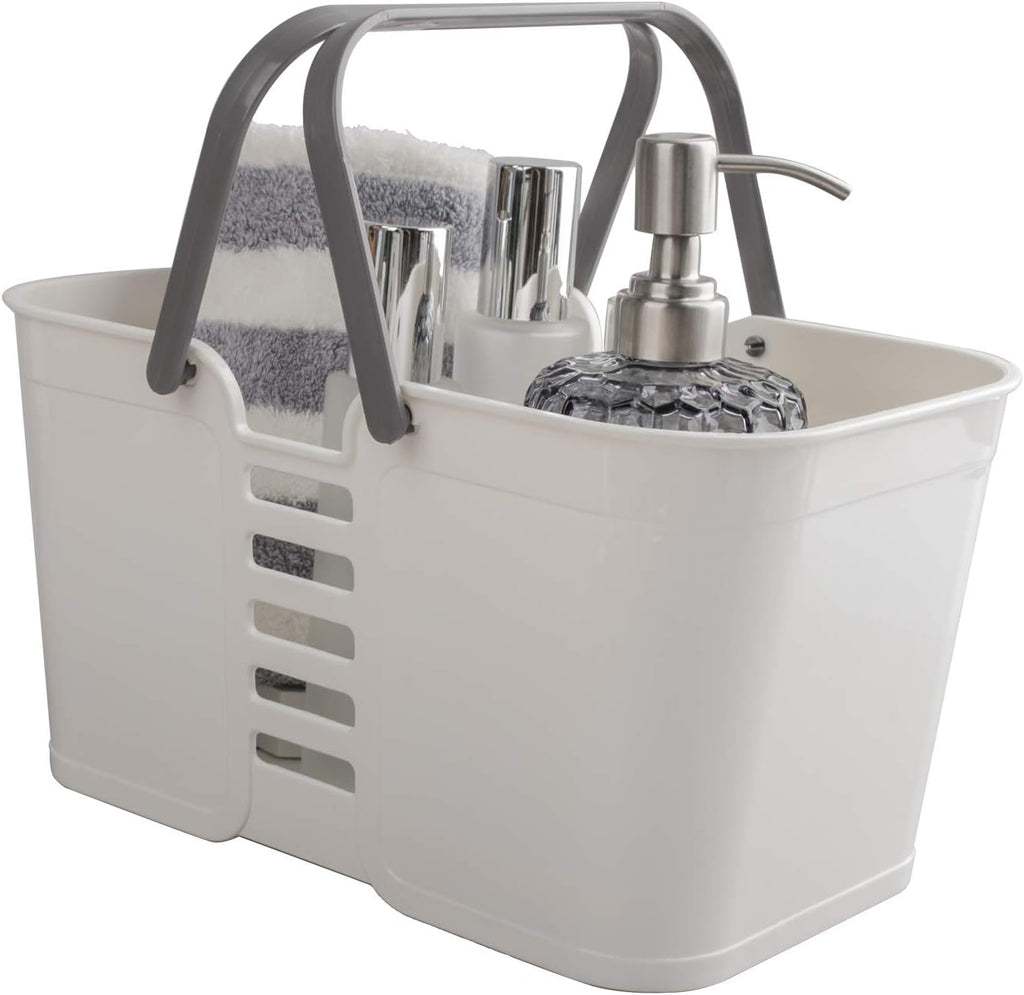 White Plastic Storage Baskets with Handles B67003