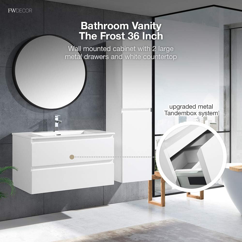 36 Inch Wall Mounted Bathroom Vanity with 2 Drawers and Sink F6531