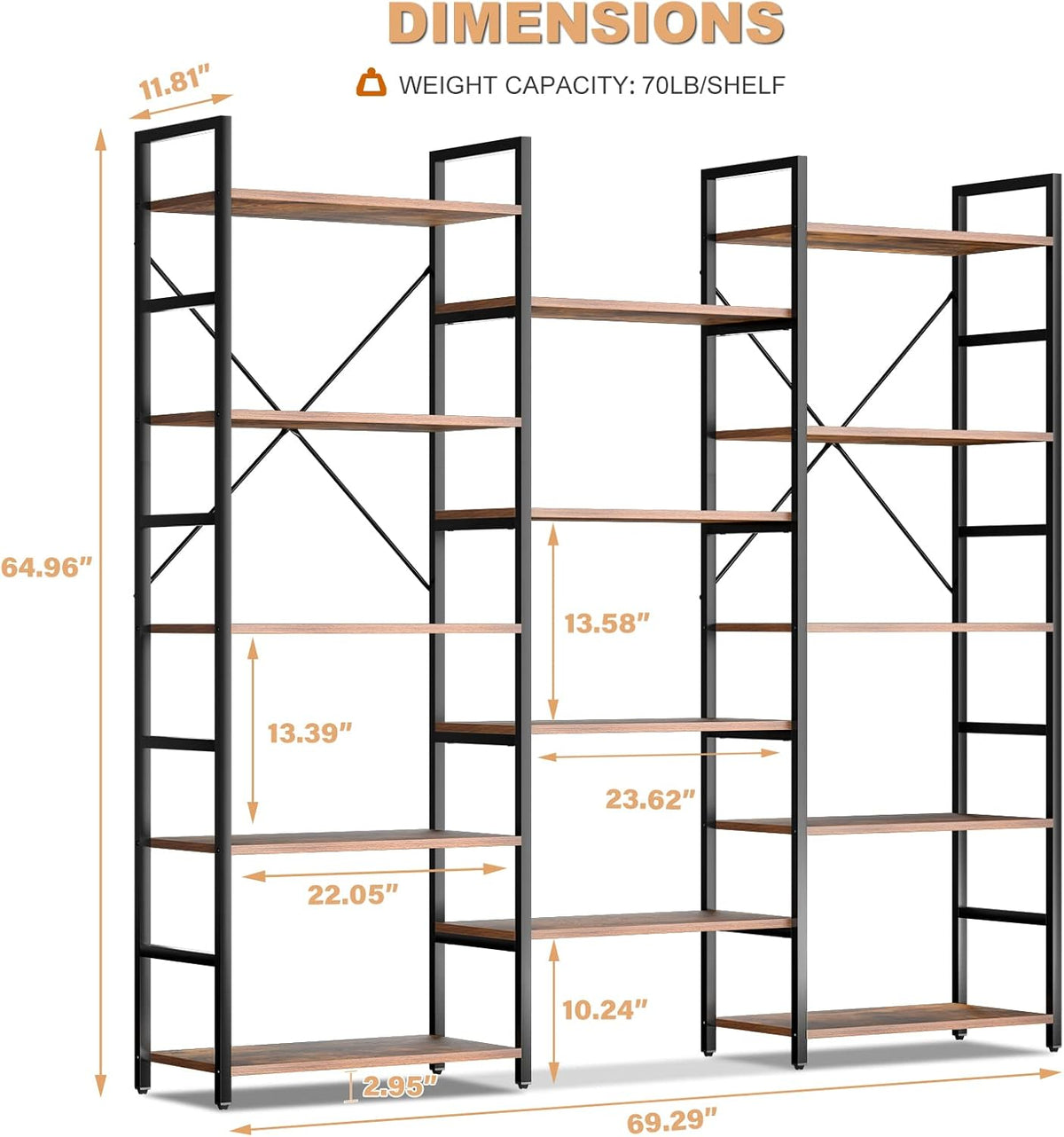 5-Shelf Wood Bookcase V840