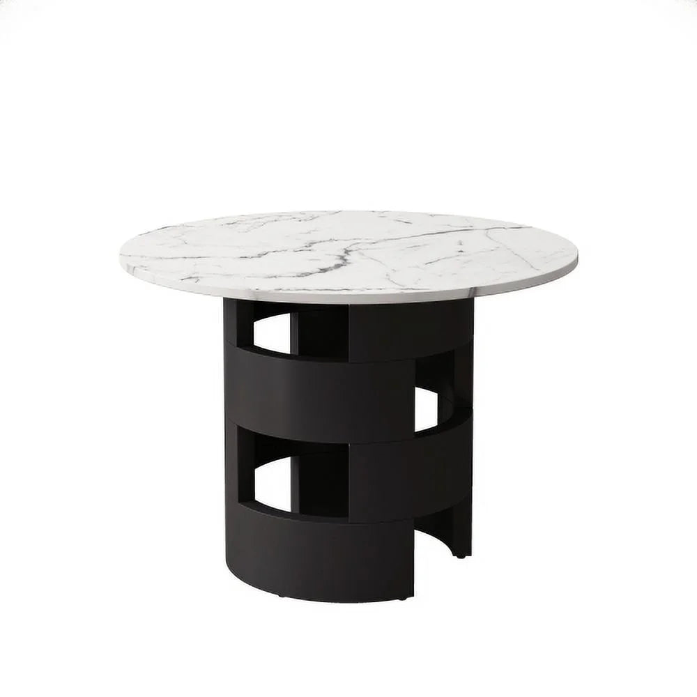 42.12" Round Dining Table with Printed Black Marble Top R31690