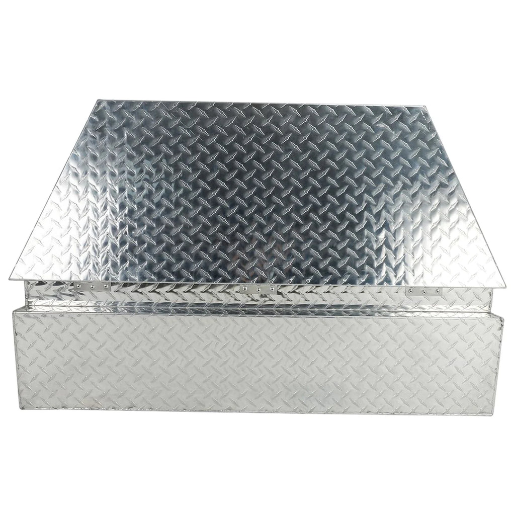 Heavy Duty Aluminum Diamond Plate Trailer Tongue Box with Lock and Keys, Silver, 39 x 16.5 x 12 Inches F360382