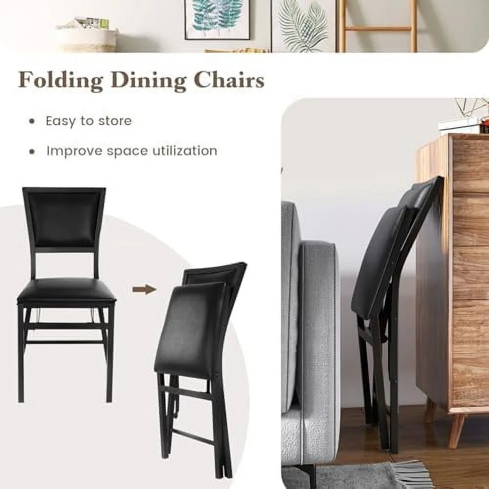 Folding Chairs Set of 4 Padded Metal Space Saving F762