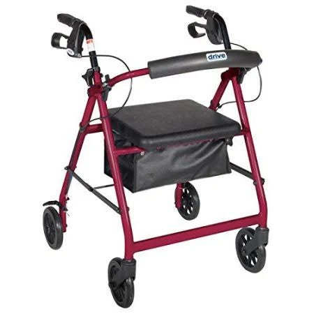 Red 6 Wheels Rollator with Padded Seat N71464