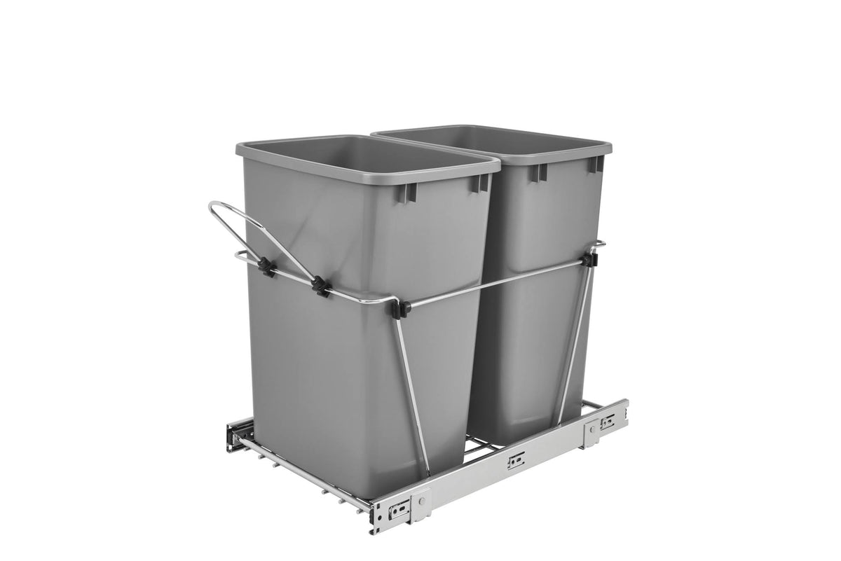 Double 35 Quart Sliding Pull Out Waste Bin Container H69491