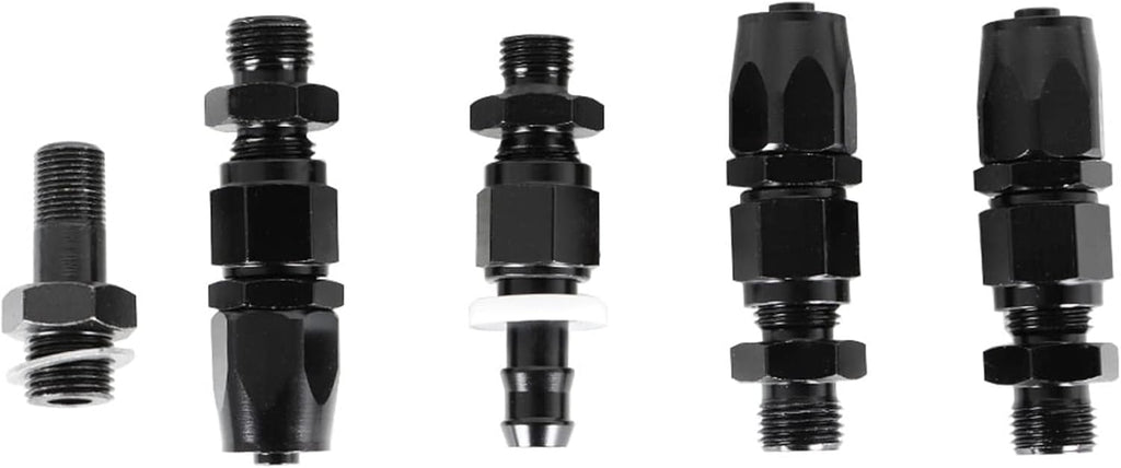 Black Fuel Line Hose Fitting Connectors Kit with Fuel Rail Regulator and Gauge L222797