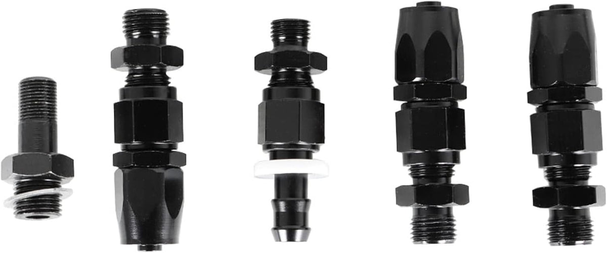 Black Fuel Line Hose Fitting Connectors Kit with Fuel Rail Regulator and Gauge L222797