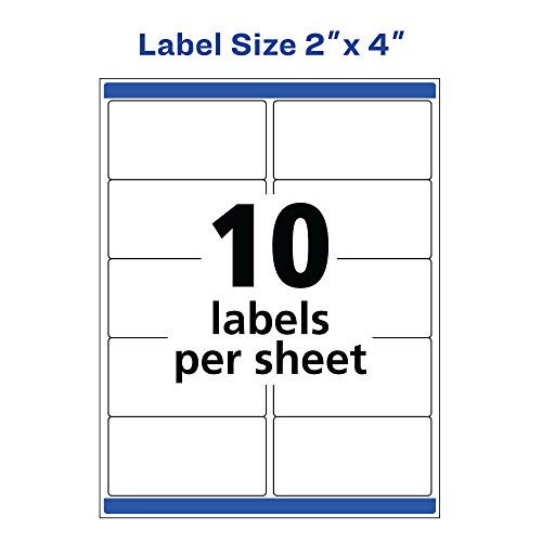Waterproof Printable Shipping Labels, 2" x 4", White, 100 Blank Mailing Labels V85496